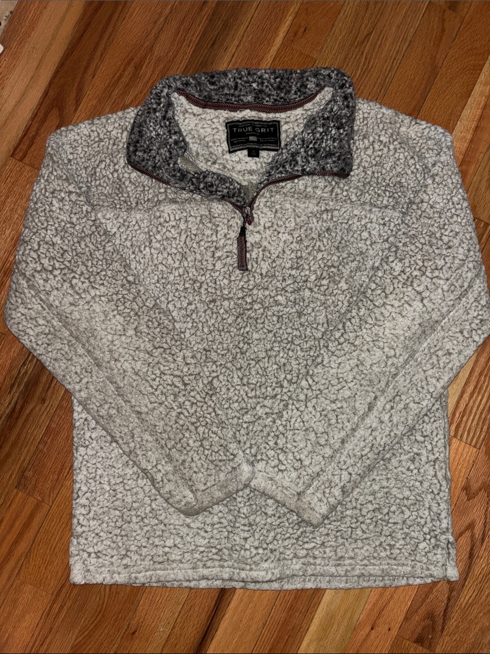 True Grit Men’s Cream and Gray Sherpa Zip Pullover